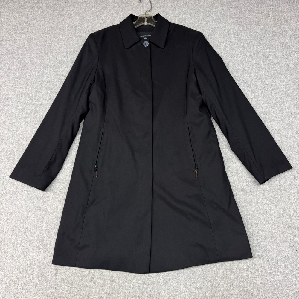 Jones New York | Trench Coat | Size Medium | Black | Hidden Button Zip Pockets